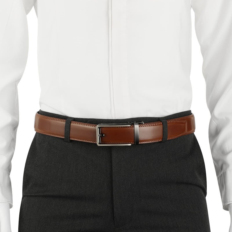 Lavemi Men's Real Leather Ratchet Dress Casual Belt, Cut to Exact Fit,Elegant Gift Box(36-32315 Brown 44") - Image 4